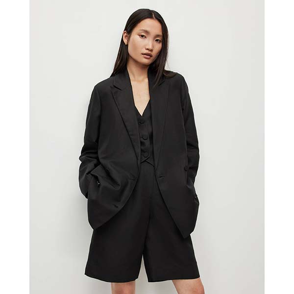 Allsaints Australia Womens Petra Linen Blend Blazer Black AU49-907